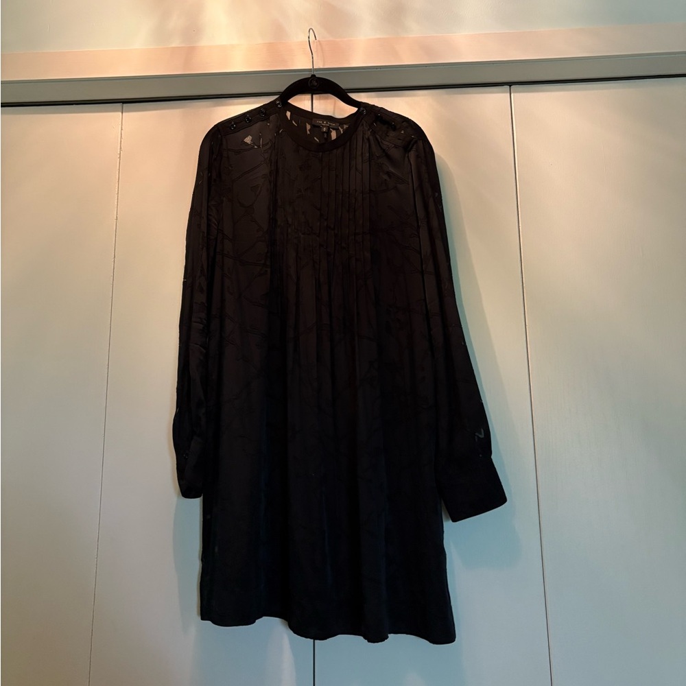 Rag & Bone Black long sleeved mini dress with burn out pattern